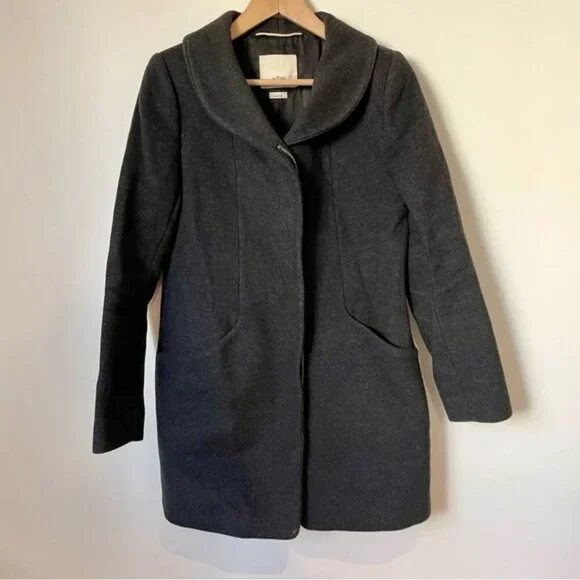 Aritzia Wilfred Cocoon Wool Pea Coat Jacket Charcoal Grey Size Small - Picture 5 of 11